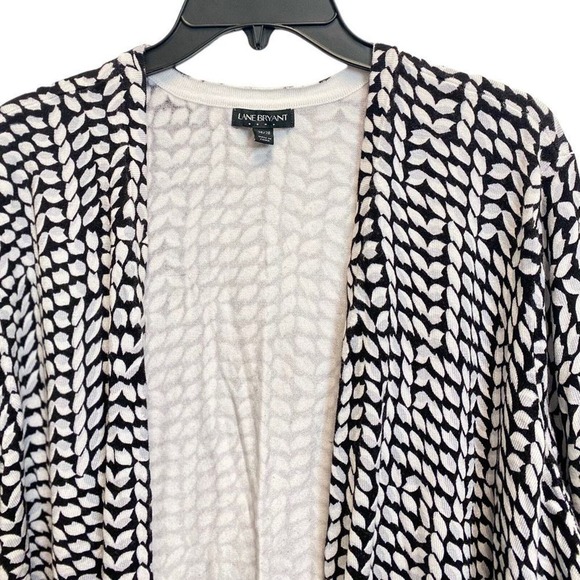 Lane Bryant 26/28 Black White Open Front Cardigan - Picture 2 of 6